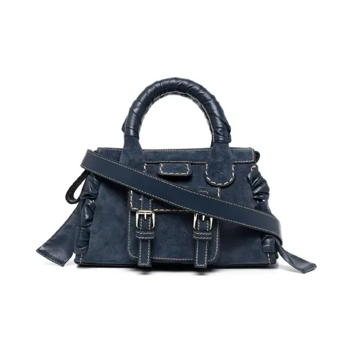 Chloe Edith Замша Кожа Сумка Сумка через плечо Сумка через плечо Женская Темно-синий Деним