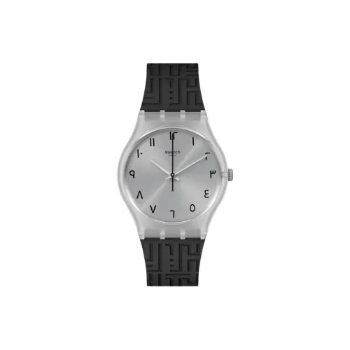 Swatch Quartz Механизм Мужские часы Циферблат Серый Пластик Чехол часов Силиконовый ремешок