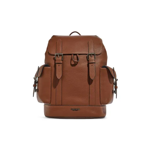 COACH Hudson Коровья кожа Рюкзак Большой Мужской Серый Медный Седло