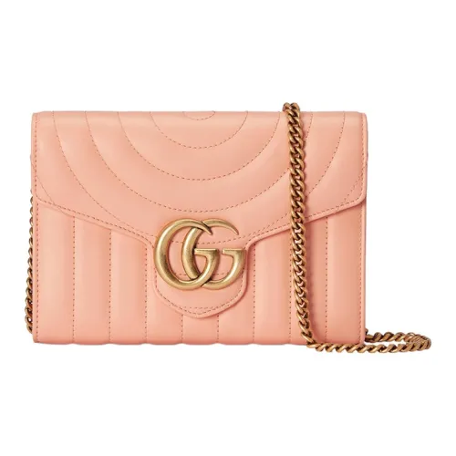 GUCCI GG Marmont Кожа Сумка через плечо Мини Женская Персиково-розовая