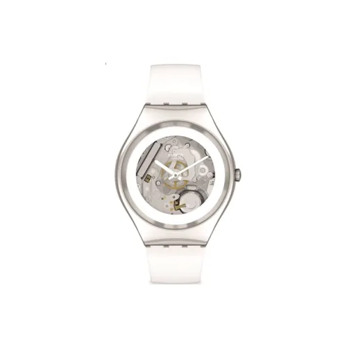 Swatch Quartz Механизм Унисекс Часы 38 мм Серебристый Циферблат Корпус из Нержавеющей Стали Силиконовый Ремешок SYXS138