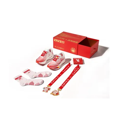 NATULIANMINGLIHE x Erke Zhijing 1,0 Амортизация Износостойкие Низкие Кроссовки для Бега Мужские Китайская Звезда Цветовая схема