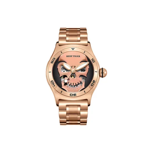 REEF TIGER Автоматический Механический Механизм Мужские Часы Черный Циферблат