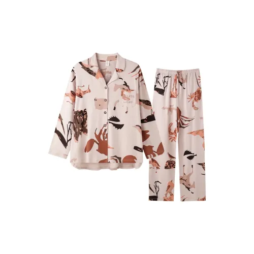MEITENG 82232220 Женские Абрикос Женские Пижамные комплекты