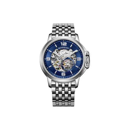 ROSSINI Medallion Collection Автоматический Механический Механизм Нержавеющая Сталь Ремешок Часы Мужские Часы Синий Циферблат