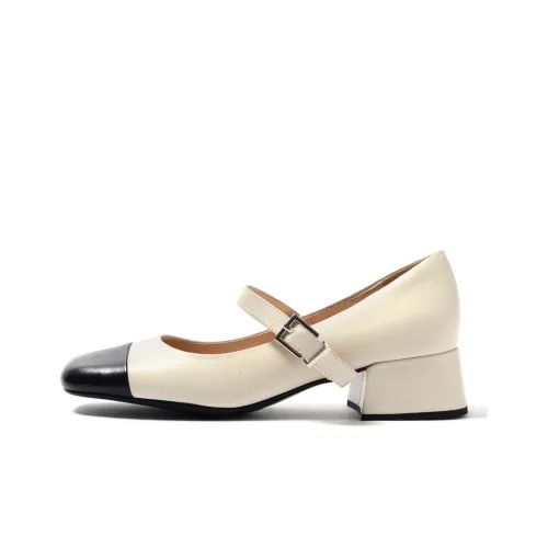 STEVE MADDEN Грубый каблук Мэри Джейн 4CM Женские Бежевый Черный