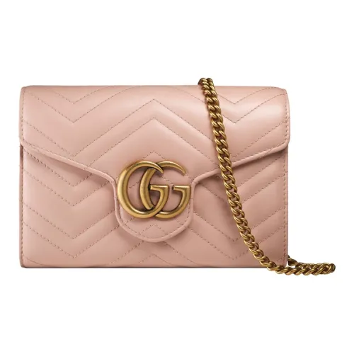 GUCCI GG Marmont Quilted кожа плечевая сумка мини женская розовая