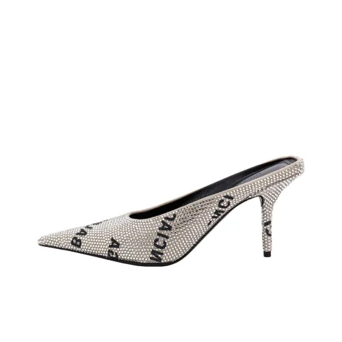 Balenciaga Knife Натуральная кожа Домашние тапочки Женские Серебристый