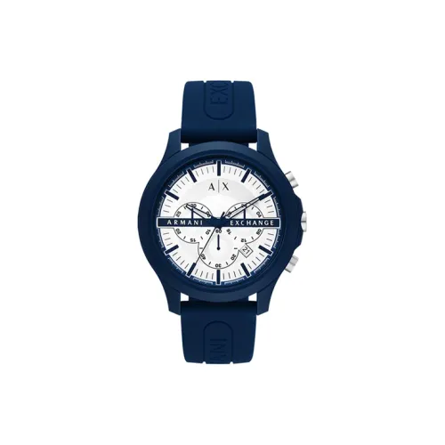 ARMANI EXCHANGEAE Наручные часы Кварцевый механизм Силиконовый ремешок 46 мм Белый циферблат Мужские часы