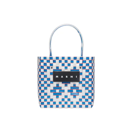 MARNI MARKET Полипропиленовая Тоут Сумка Сумка для покупок Сумка Женская Белая Светло-Синяя