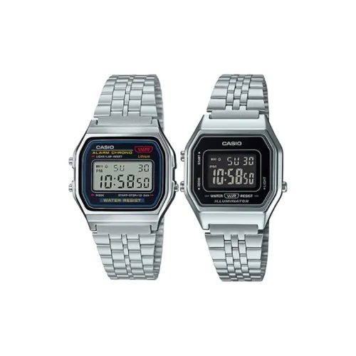 CASIO Watch Collection Блок Маленький Квадрат TABLE Кварцевый механизм Нержавеющая сталь Ремешок Часы Унисекс Черный циферблат