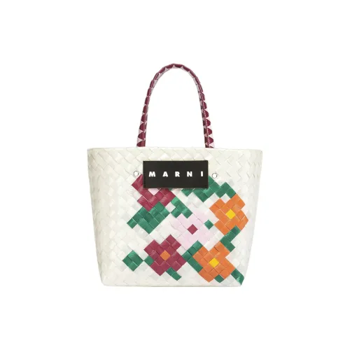 MARNI Полипропиленовая Тоут Сумка Сумка для покупок Маленькая Сумка Женская Белая Многоцветная