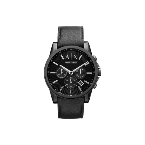 ARMANI EXCHANGEAE Мужские часы Кварцевый механизм Кожаный ремешок Черный циферблат