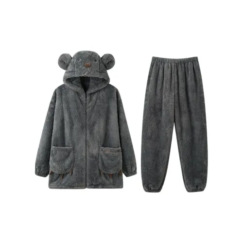 MIOJUER Пижамный комплект Осенний и Зимний Мужской Темно-серый