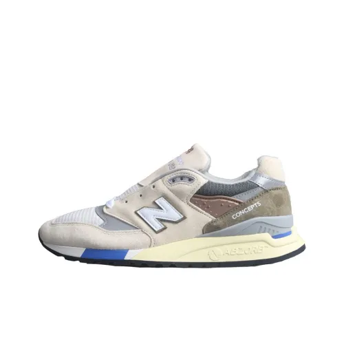 Concepts x New Balance NB 998 Устойчивый к истиранию Низкий Топ Повседневный Городской Коммутирование Беговые кроссовки Мужской Серый Синий