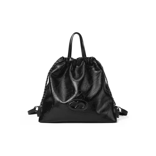 ST SAT Рюкзак из коровьей кожи большой черный белый