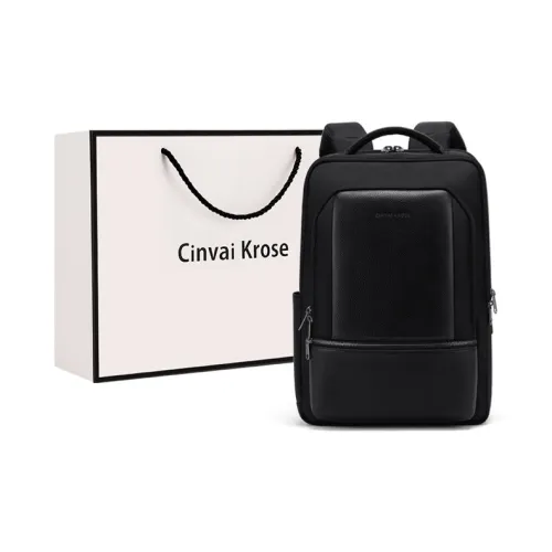 CinvaiKrose Ткань с коровья кожа рюкзак большой мужской черный