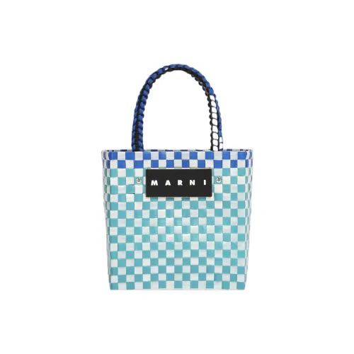 MARNI Basket Series Полипропиленовая Корова Кожа Тоут Сумка Сумка для покупок Женская Сумка Светло-Синий