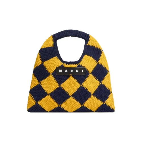 MARNI Акриловая сумка из корзины с кожей коровы мини женская желтая синяя