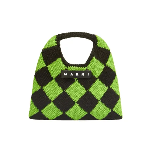 MARNI Акриловая сумка с корзинкой из коровьей кожи маленькая женская зеленая черная