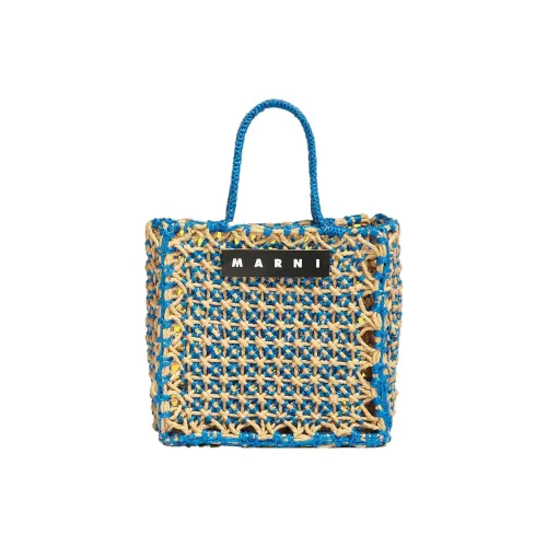 MARNI MARKET Полипропиленовая сумка маленькая женская светло-синяя бежевая