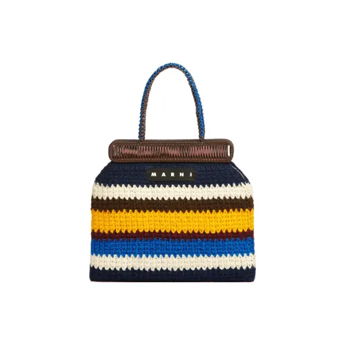 MARNI Трикотажная ткань Тоут Сумка Сумка для покупок Сумка Женская Синий Многоцветный