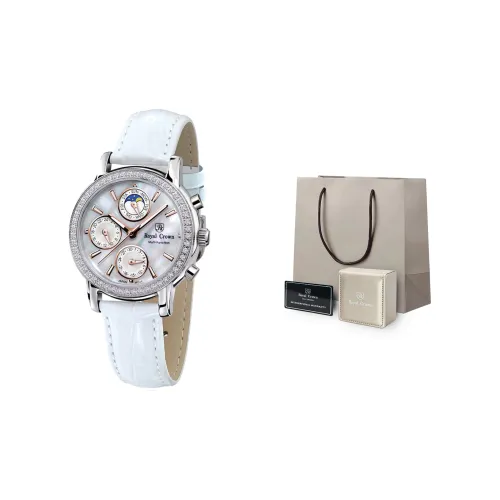 ROYAL CROWN RC Кварцевый механизм ремень из натуральной кожи женские часы белый циферблат