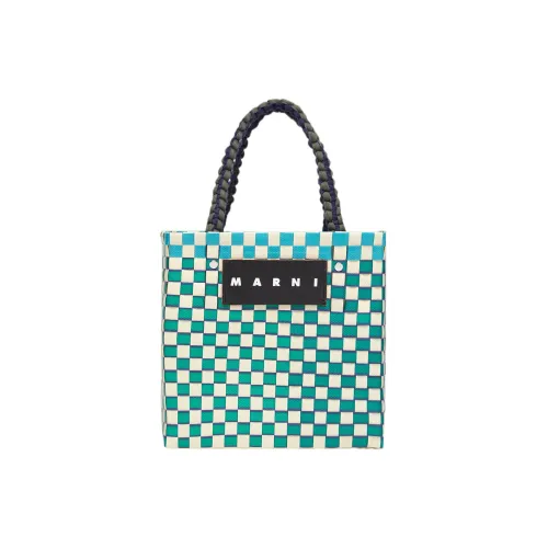 MARNI Basket Series Полипропиленовая Корова Кожа Тоут Сумка Сумка для покупок Женская Сумка Светло-Синий