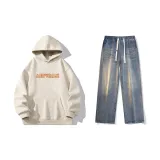 Set (Apricot Top + Nostalgic Blue Jeans)  
Комплект (Абрикосовый топ + Ностальгические синие джинсы)