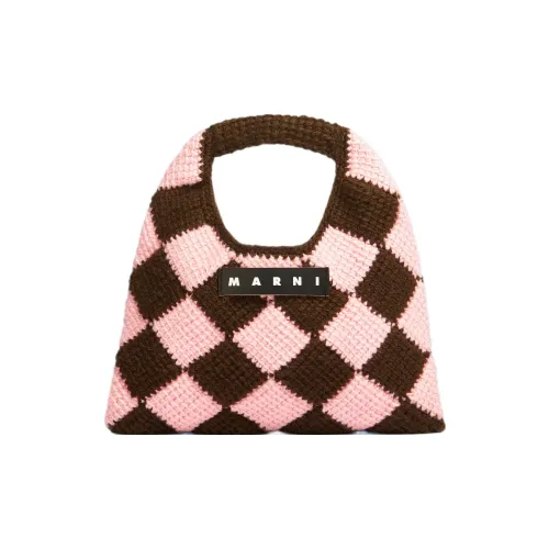 MARNI Акриловая трикотажная ткань Корзина Сумка Мини Женская Коричневая Розовая