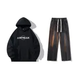 Комплект одежды (Черный топ + Черные джинсы)