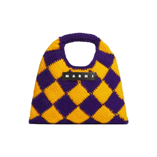 MARNI Акриловая трикотажная ткань Корзина Сумка Мини Женская Фиолетовая Желтая