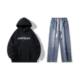 Set (Black Top + Dark Blue Jeans)  
Комплект (Черный топ + Темно-синие джинсы)