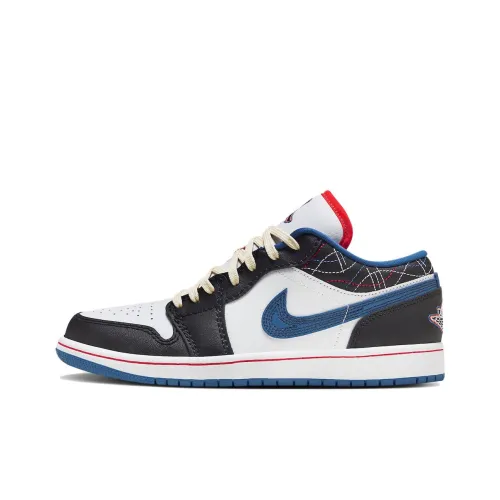 Jordan Air Jordan 1 Винтажные баскетбольные кроссовки Low Топ Белый черный Мужской