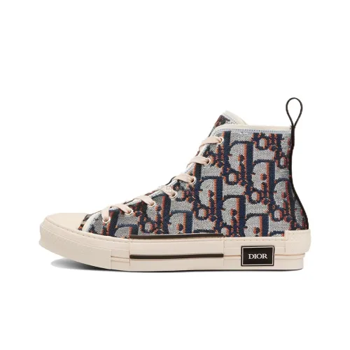 DIOR B23 Высокие Топы Стильные Скейтбординг Мужские Синие и Серебряные