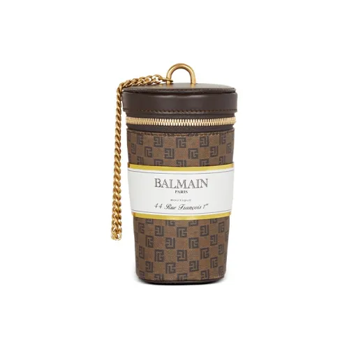 BALMAIN Масло-отталкивающий холст гладкая кожа вечерний клатч сумка мини женский коричневый