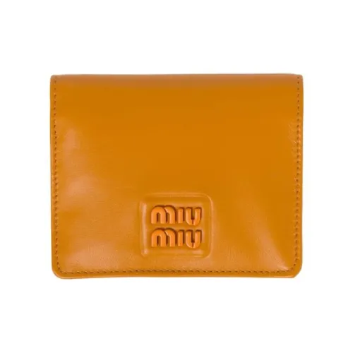 MIU MIU Кожа Кошелек Маленький Женский Гранат Желтый