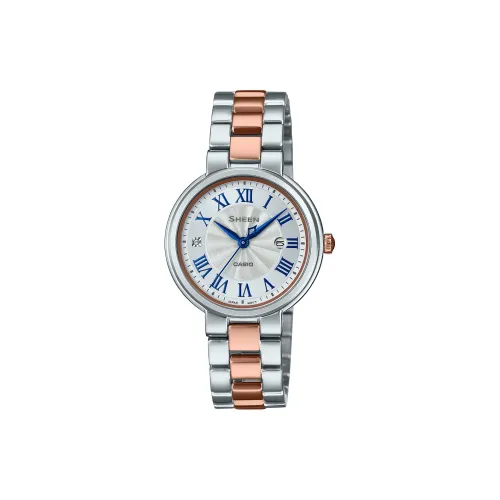 CASIO SHEEN Кварцевый механизм нержавеющая сталь ремешок женские часы белый циферблат SHE 4561SPG 7AUPF