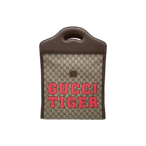 GUCCI GG Retro Series Холст и Кожа Тоут Сумка Сумка для покупок Сумка Унисекс Цвет Эбеновый Красный