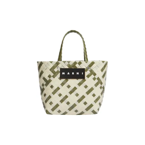 MARNI Полипропиленовая сумка-тоут из коровьей кожи сумка для покупок мини-сумка женская зеленая белая