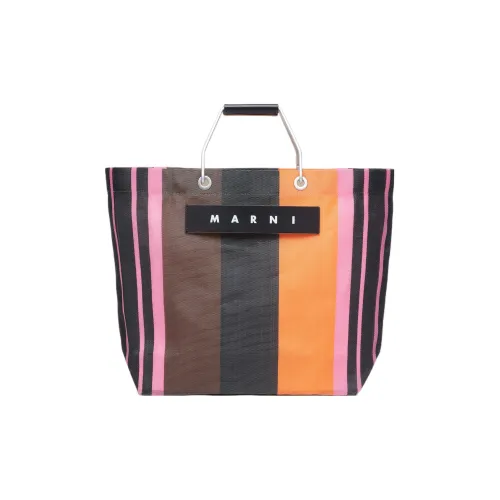 MARNI Полиэтилен Коровья Кожа Тоут Сумка Сумка для покупок Сумка Женская Оранжевый Черный Коричневый Многоцветный