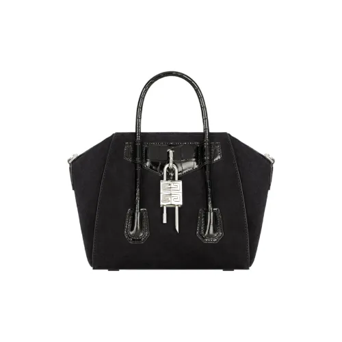 Givenchy Antigona Lock Замша Коровья кожа Сумка через плечо Сумка Мини Женская Черная