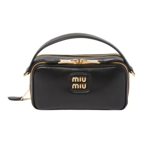 MIU MIU Кожа Портативный Crossbody Сумка через плечо Женская Черная