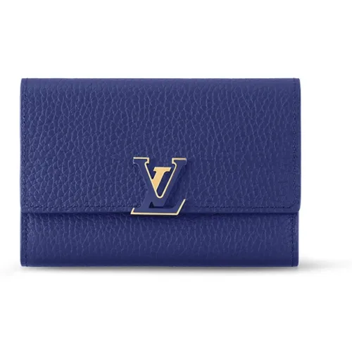 LOUIS VUITTON Capucines Taurillon Кожа Capson Кошелек Стандартный Женские Эмаль Синий