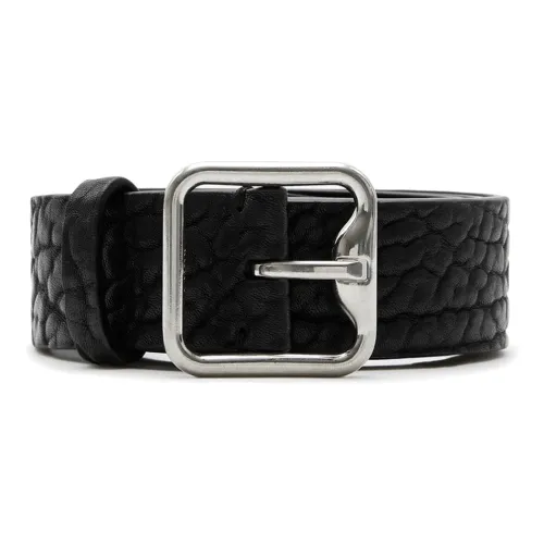 Burberry Латунь с Палладиевой Палевкой Кожаные Ремни Мужские Черные Ширина 3,5 см