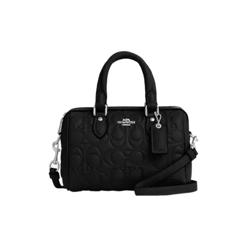 COACH Rowan Кожа Бостон Сумка Сумка Сумка через плечо Сумка через плечо Маленькая Женская Черная