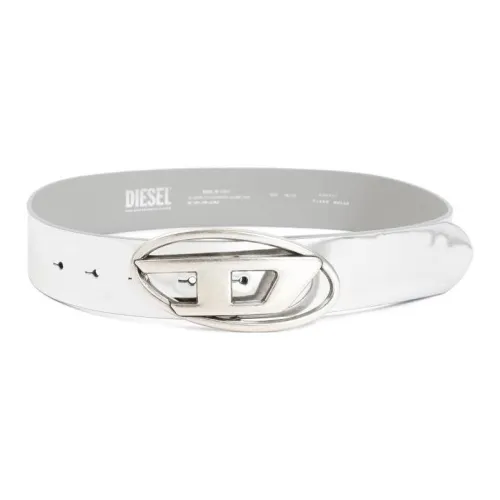 DIESEL Логотип Пряжка Плавная Пряжка Кожаные Ремни Женские Серебряный Ширина 3,9 см