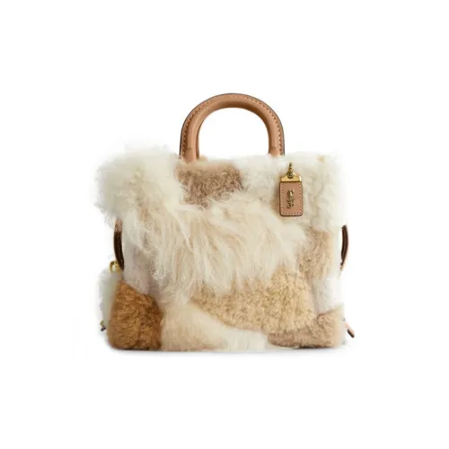 COACH Rogue Овчина Тоут Сумка Сумка для покупок Сумка Сумка через плечо Женская Белая и Коричневая