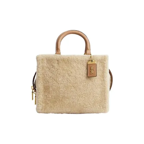 COACH Rogue Овчина Тоут Сумка Сумка для покупок Сумка через плечо Сумка среднего размера Женская Бежево-желтая