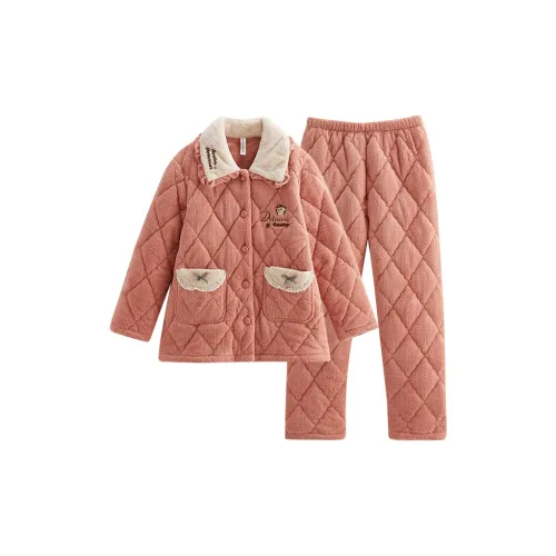 FENTENG Пижамный комплект женский Furong розовый чайный зеленый